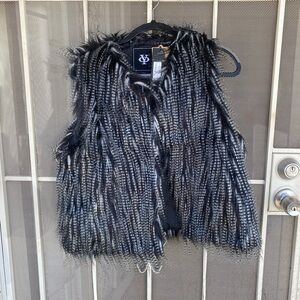 Black & Gray Faux Fur Vest